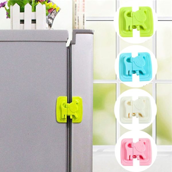 1pcs Cartoon Dog Plastic Safe Refrigerator Lock Adhesive-Self Cupboards Cabinets Drawer Lock Kids Protection 1