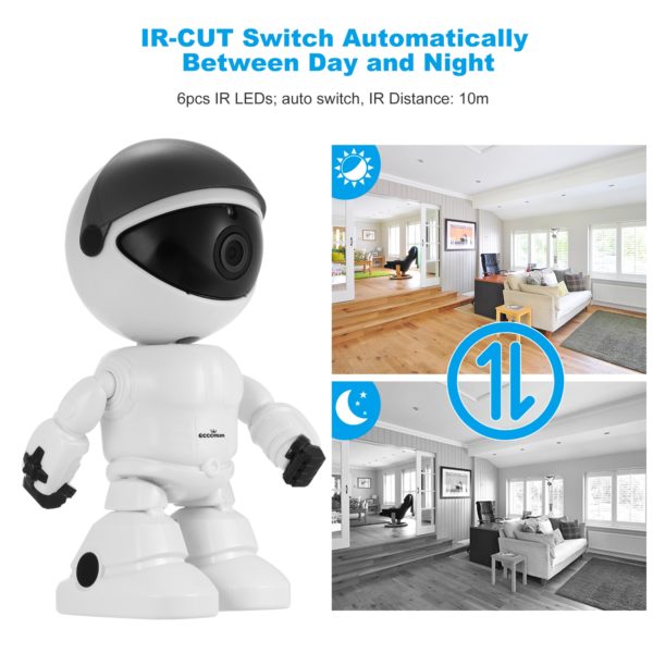 Wireless Camera Robot Intelligent Motion Detection Auto-Tracking Baby Monitor Home Security Audio Surveillance Cam 3