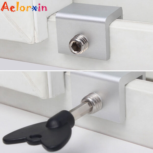 Child Protection Baby Safety Adjustable Sliding Window Locks Stop Aluminum Alloy  Security Lock With Keys Safety Window Lock 4