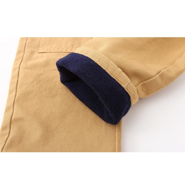 Pantalón grueso para niños con cintura elástica y forro polar 6