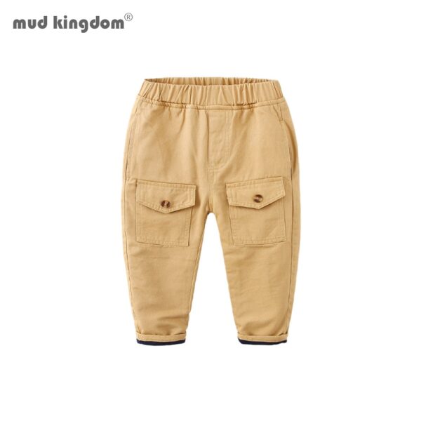 Pantalón grueso para niños con cintura elástica y forro polar 1