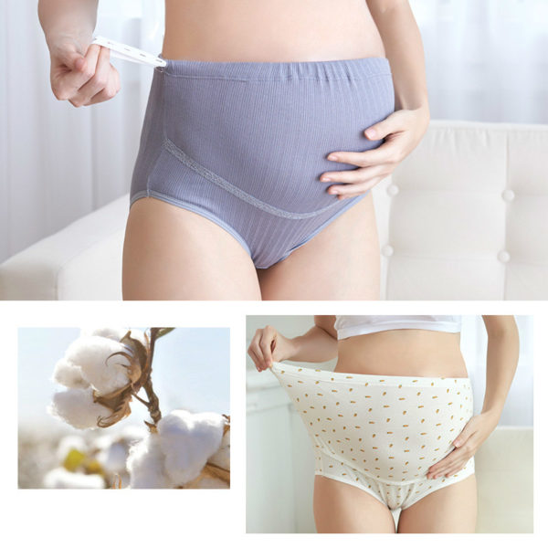 Bragas de maternidad de algodón para mujeres embarazadas, ropa interior de vientre ajustable de cintura alta, de talla grande 3